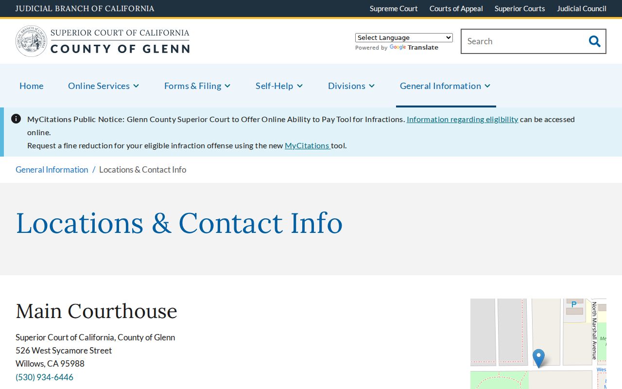 Glenn Superior Court locations and criminal division contact page