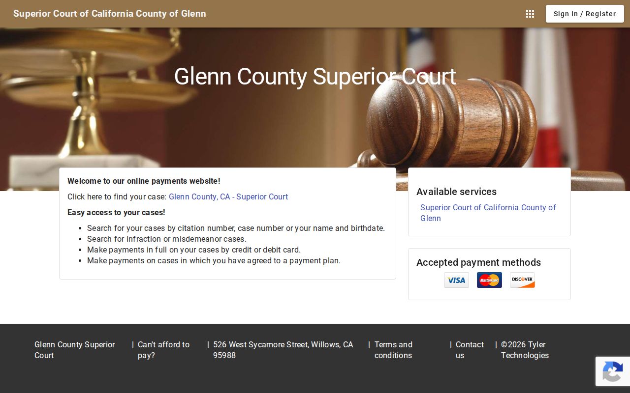 Glenn Superior Court online payments search for eligible cases