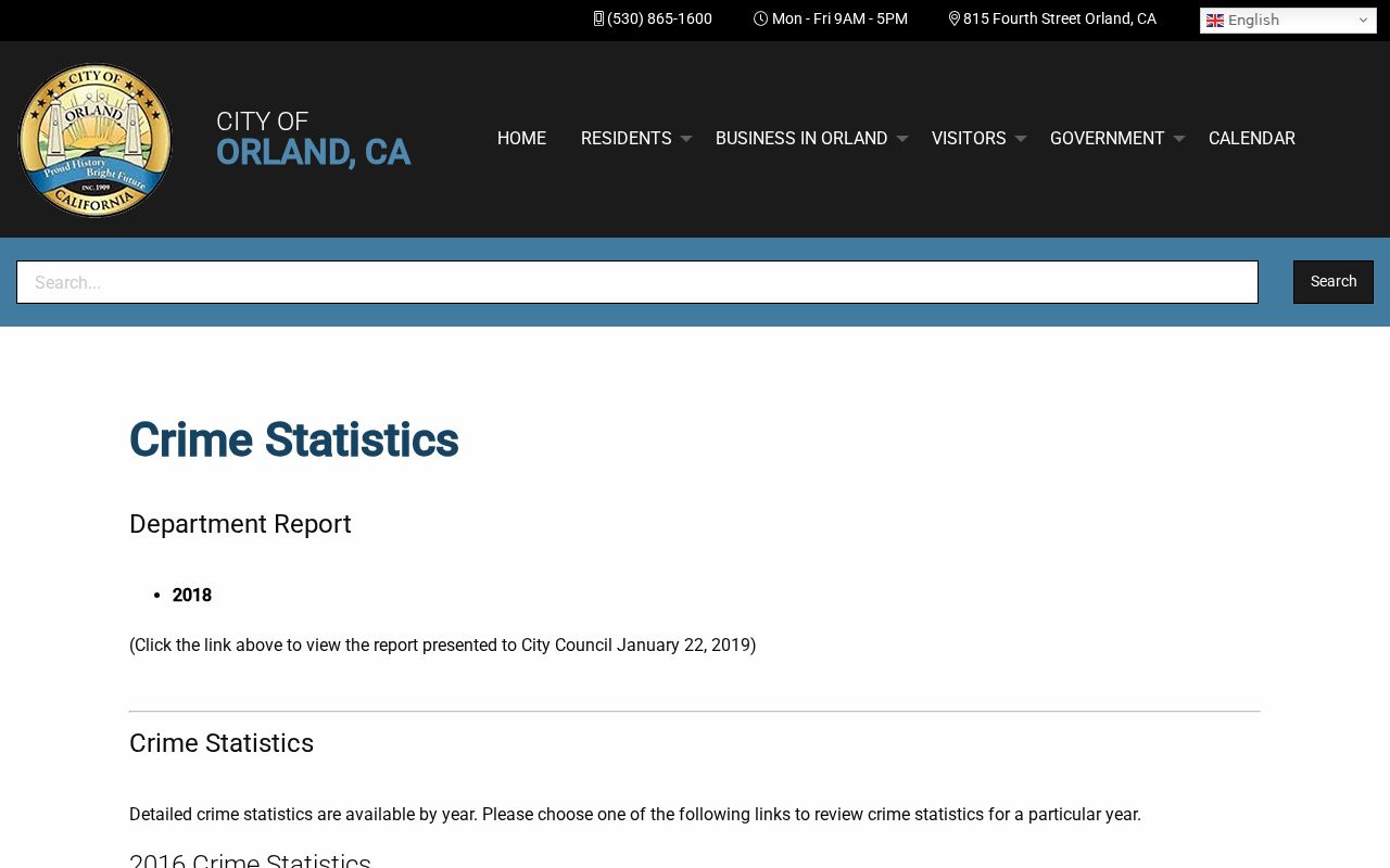 Orland crime statistics and criminal records page