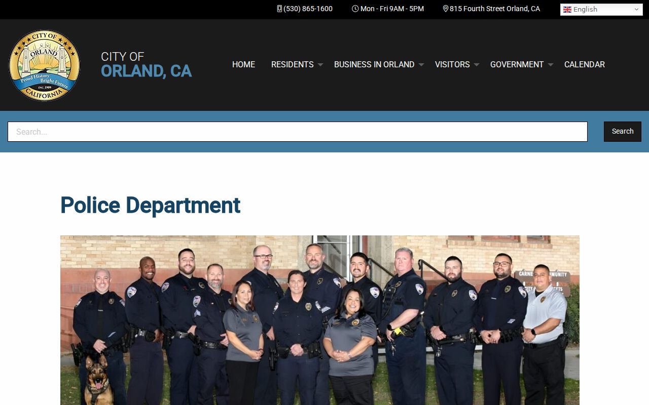 Orland Police Department criminal records homepage